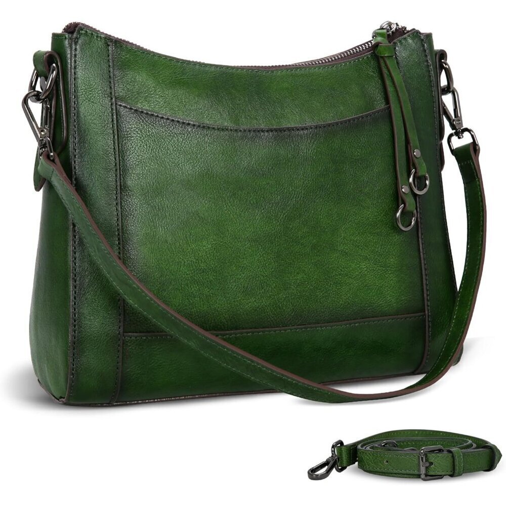 Leather Crossbody Bag for Women Medium Satchel Shoulder Purse Organizer